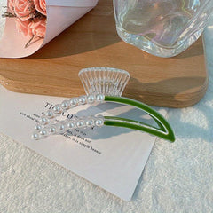 Faux Pearl Hair Claw Hollow Hair Claw Nonslip Ponytail Shark Claw