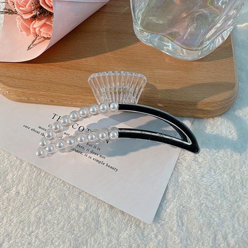 Faux Pearl Hair Claw Hollow Hair Claw Nonslip Ponytail Shark Claw