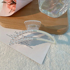 Faux Pearl Hair Claw Hollow Hair Claw Nonslip Ponytail Shark Claw
