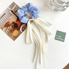 Plaid Bow Scrunchies Tassel Hair Rope Elastic Ponytail Holder