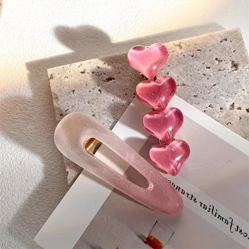 Gradient Jelly Heart Hair Clip for Women