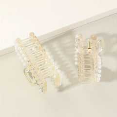 Faux Pearl Rhinestone Hair Claw Clip for Women