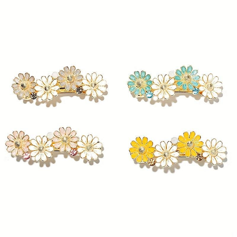 Daisy Hair Clip Enamel Painted Flower French Barrette Side Clip