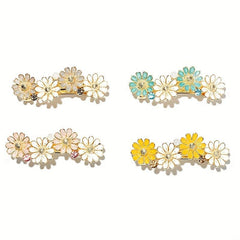 Daisy Hair Clip Enamel Painted Flower French Barrette Side Clip
