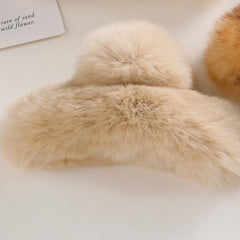 Fluffy Leopard Hair Claw, Solid Ponytail Holder