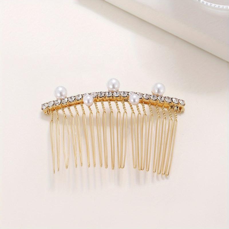 Rhinestone & Faux Pearl Hair Comb Hair Pin Bridal Wedding Headwear