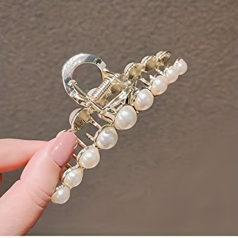 Faux Pearl Hair Claw Clip Non Slip Jaw Clamp Strong Hold