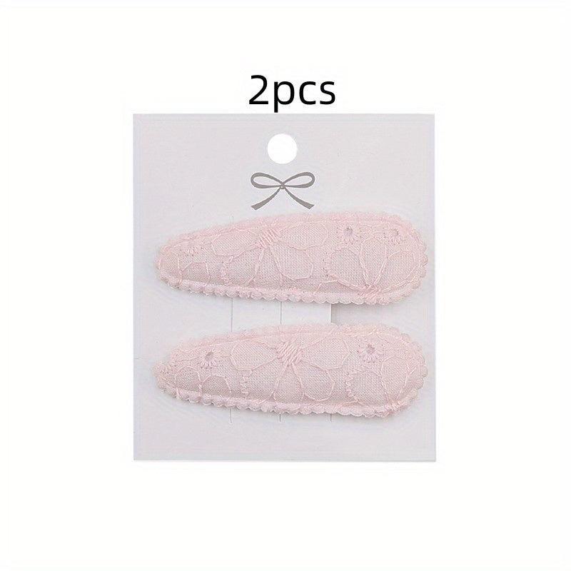 2pcs Embroidered Flower Hair Clips Sweet Hair Accessories
