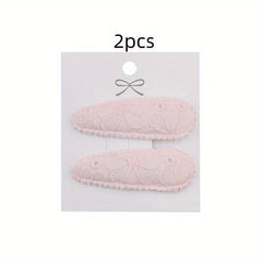 2pcs Embroidered Flower Hair Clips Sweet Hair Accessories