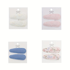 2pcs Embroidered Flower Hair Clips Sweet Hair Accessories