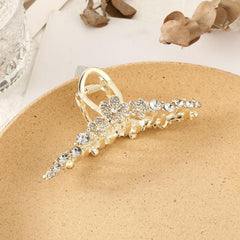Rhinestone Hair Claw Flower Thick Hair Clip with Faux Pearls