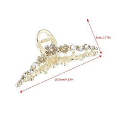 Rhinestone Hair Claw Flower Thick Hair Clip with Faux Pearls