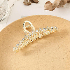 Rhinestone Hair Claw Flower Thick Hair Clip with Faux Pearls