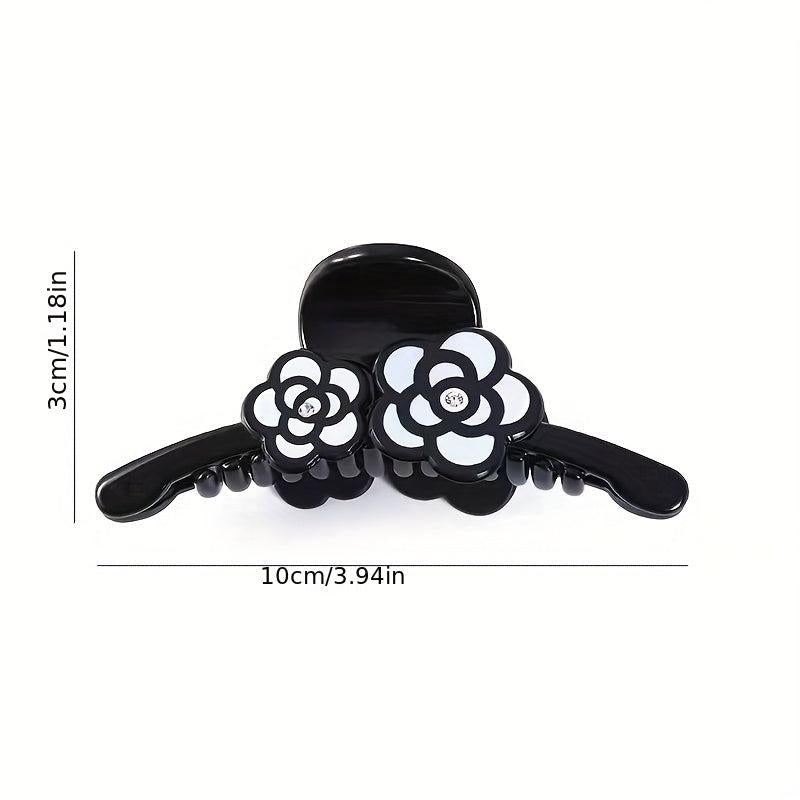 Camellia Printed Hair Claw Rhinestone Hair Claw Nonslip Hair Claw Clip