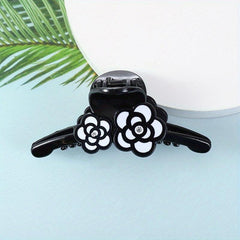 Camellia Printed Hair Claw Rhinestone Hair Claw Nonslip Hair Claw Clip