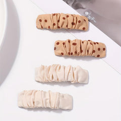 Polka Dot Pattern Hair Clip Pleated Snap Clip Style Hair Clip For Women Girls