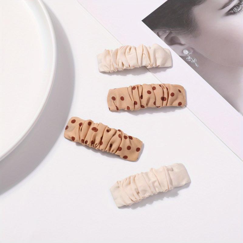 Polka Dot Pattern Hair Clip Pleated Snap Clip Style Hair Clip For Women Girls
