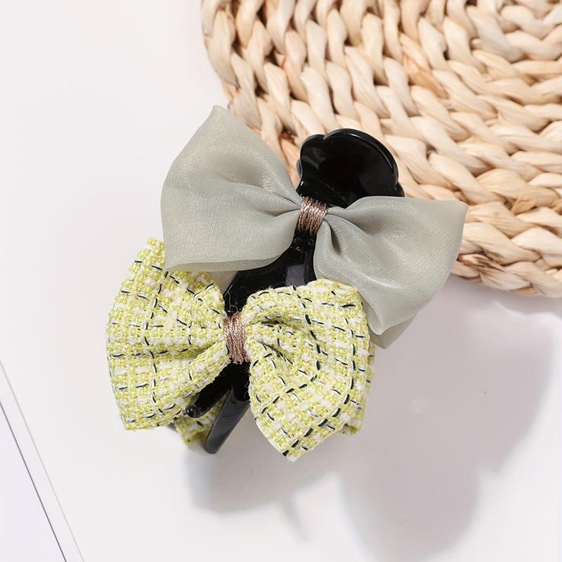 Large Sweet Duck Billed Clip Plaid Bow Hair Claw Clip For Women Girls