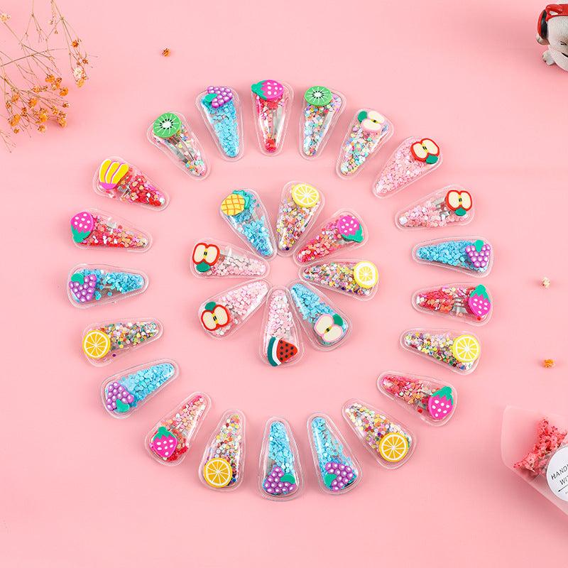 Sequin Inlaid Baby Girl Hair Clip Snap Cartoon Fruit Decor Side Hair Bang