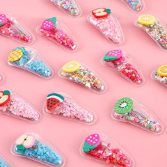 Sequin Inlaid Baby Girl Hair Clip Snap Cartoon Fruit Decor Side Hair Bang