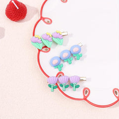3pcs Baby Girls Hair Clip Cartoon Flower Duck Billed Clip