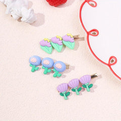 3pcs Baby Girls Hair Clip Cartoon Flower Duck Billed Clip