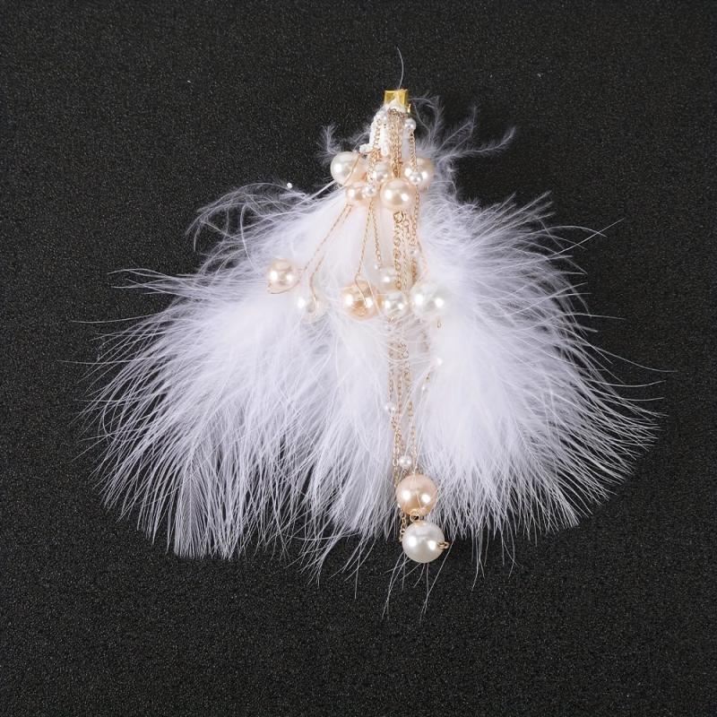 2pcs Pearl Fluffy Hair Clip Barrette Bridal Wedding Headwear