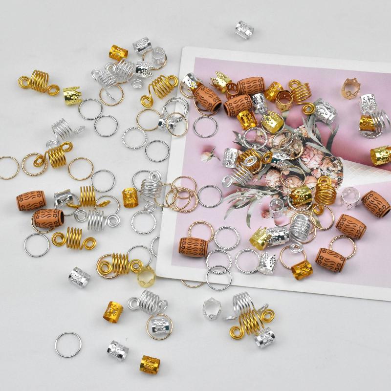 140PCS Hair Braids Ring Adjustable Hair Jewelry Rings Golden/Silver Hair Braid