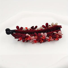 Red Flower Banana Clip Hair Clip For Women
