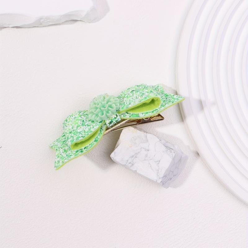 Green Hair Clip Double Layered Side Hair Bang Braids Women Girls Sweet Clip