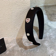 Y2K Pink Rhinestone Headband Satin Hair Band for Women Girls