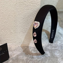Y2K Pink Rhinestone Headband Satin Hair Band for Women Girls
