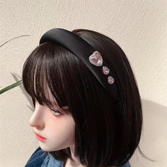 Y2K Pink Rhinestone Headband Satin Hair Band for Women Girls