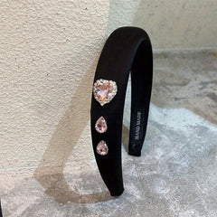 Y2K Pink Rhinestone Headband Satin Hair Band for Women Girls