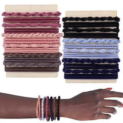 24pcs Solid Hair Elastics Stretchy Rubber Bands Bracelet Ponytail Holder