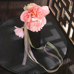 Yarn Flower Head Piece with Ribbon Tassels Belt Hair Clip