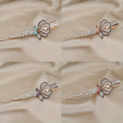 Vintage Rhinestone Flower Hair Clip for Women Girls