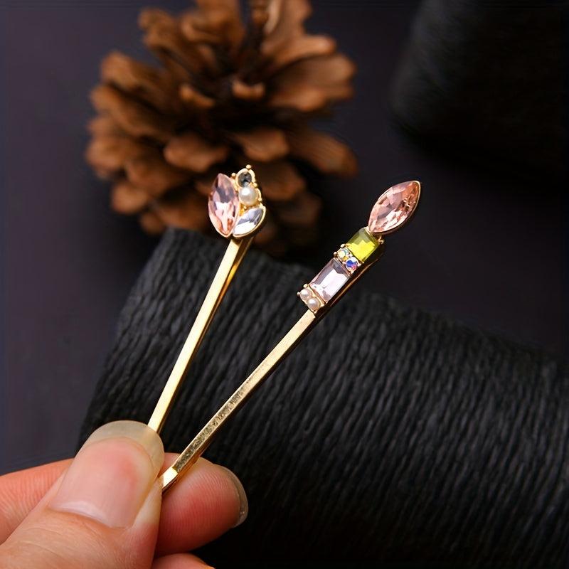 6pcs Faux Pearl Hairpin Enamel Hair Clip Women