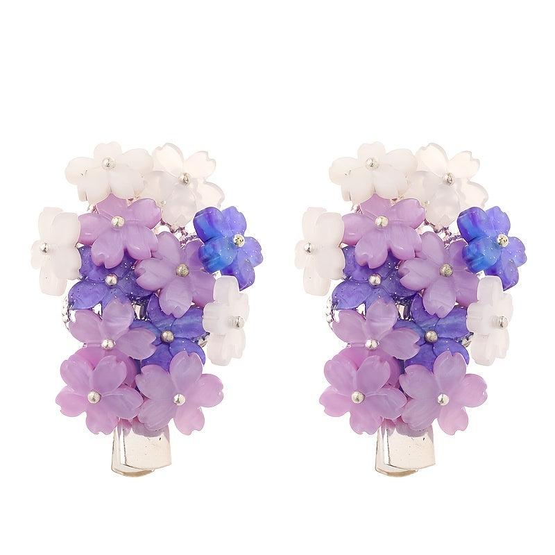Hanfu Hairpin Purple Flower Metal Hairclip Vintage Chinese Style