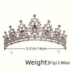 Baroque Style Crystal Crown Rhinestone Necklace Earrings Set