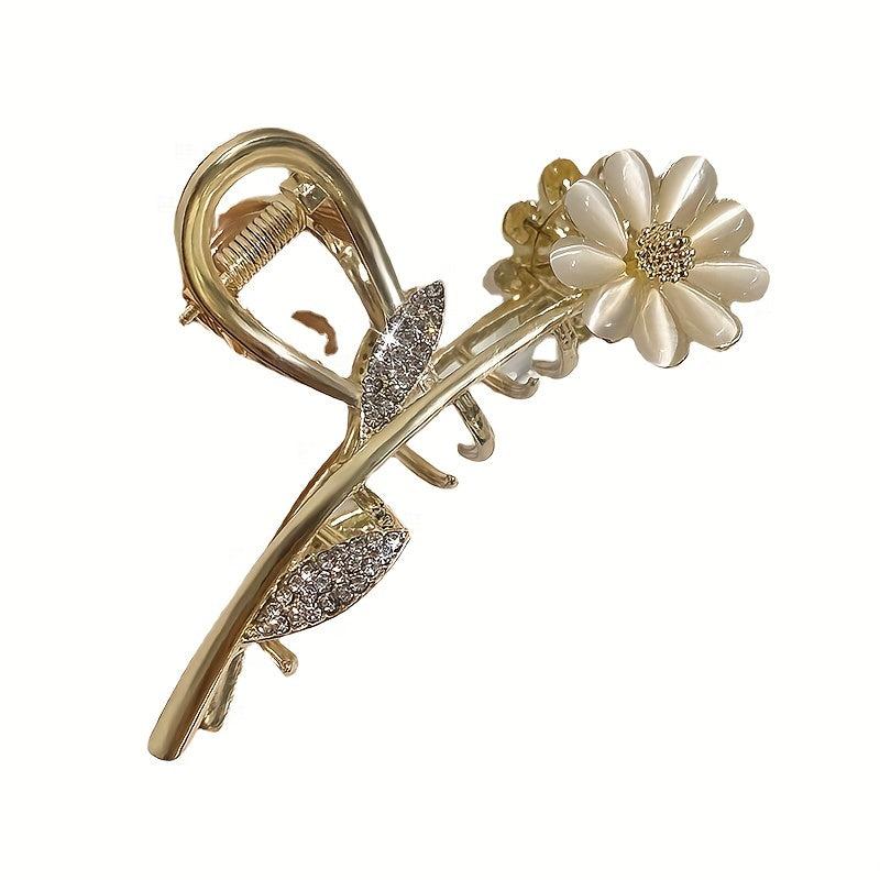 Daisy Flower Rhinestone Hair Claw Large Shark Claw Head Jewelry