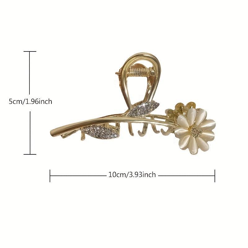 Daisy Flower Rhinestone Hair Claw Large Shark Claw Head Jewelry