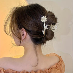 Daisy Flower Rhinestone Hair Claw Large Shark Claw Head Jewelry