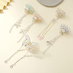 Butterfly Fan Tassel Hair Claw Clip Vintage Style Strong Grip Hair Jaw Clip