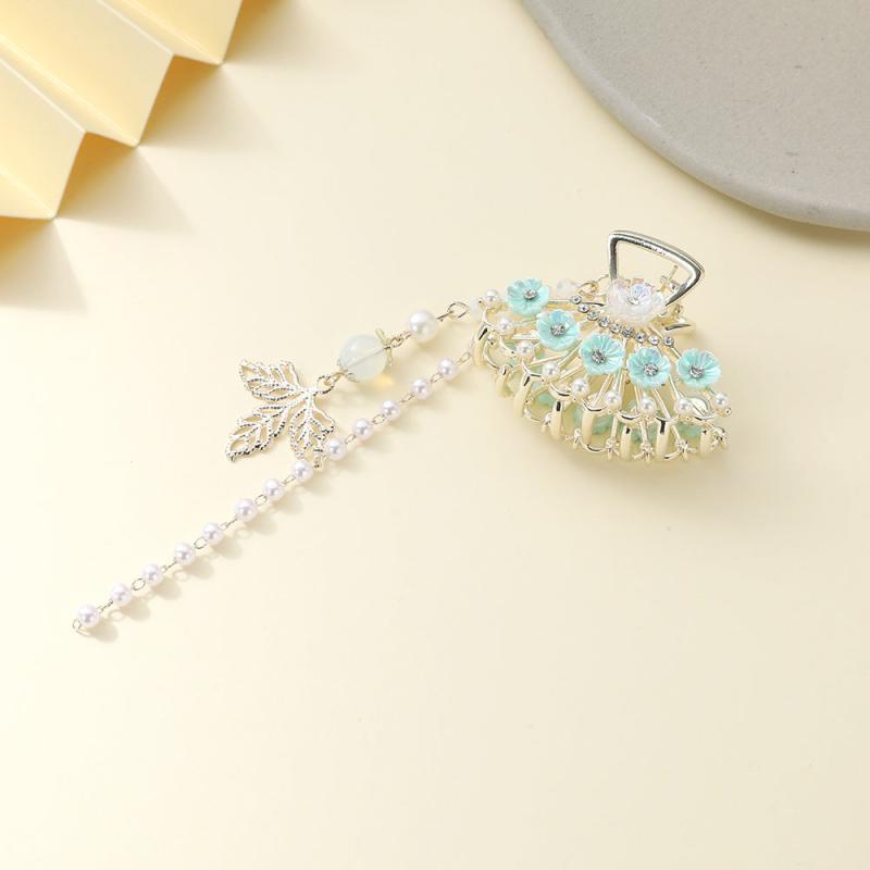 Butterfly Fan Tassel Hair Claw Clip Vintage Style Strong Grip Hair Jaw Clip