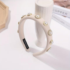 Faux Pearl Headband Padded Headdress Hair Band Women Girls