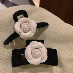 2pcs Camellia Hair Clip Retro Small Hair Clip