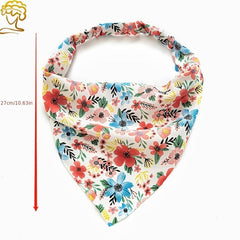 Floral Print Triangle Head Scarf Wrap Elastic Headband Girl's Hair Hairband