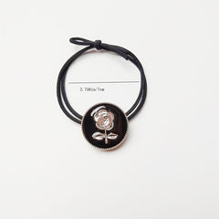 Metal Flower Head Tie High Elasticity Rubber Band Hair Tie