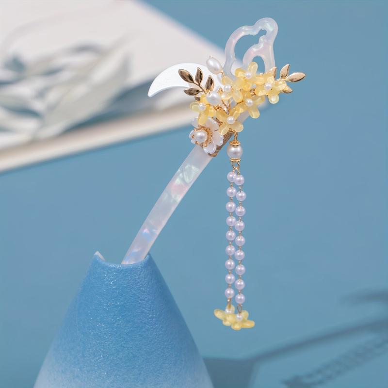 Vintage Osmanthus Hairpin with Tassel for Ladies Dress Up